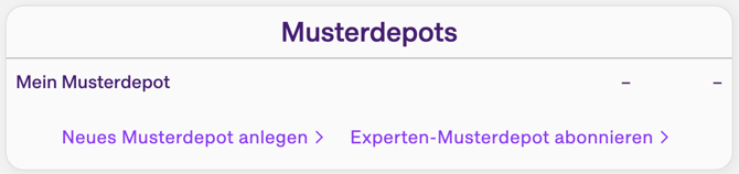 Übersicht der Musterdepots