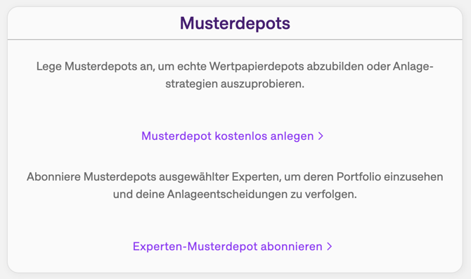 Musterdepot anlegen über die Übersicht in my onvista