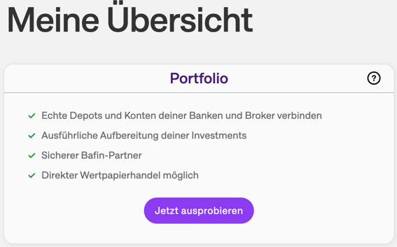 Portfolio Anbindungsfunktion my onvista