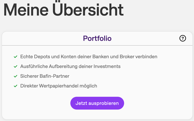 Portfolio Anbindungsfunktion my onvista