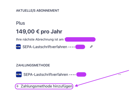 Stripe Änderung Zahlungsmethode