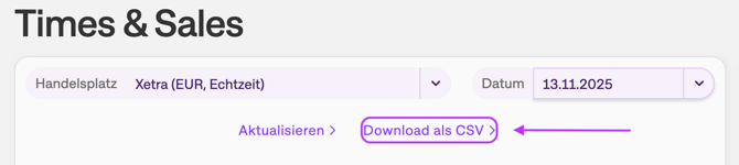 CSV-Download in Times &amp; Sales