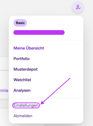 Profil-Einstellungen in my onvista